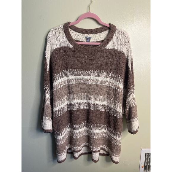 Aerie drop shoulder neutral stripe oversized sweater, NWT, size L/XL - Picture 10 of 13